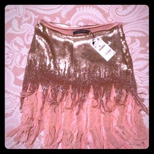 ZARA WOMAN PINK SEQUINS MINI SKIRT